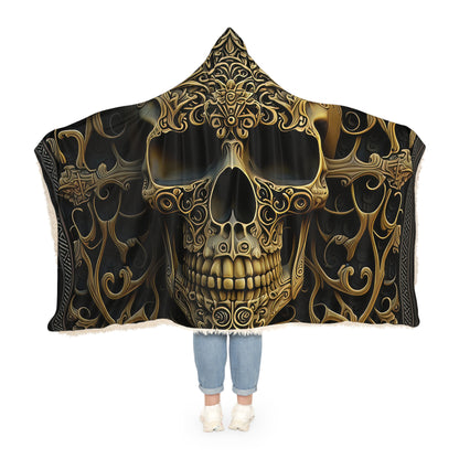 Bronze /Brass Style Skull With Detailed Black Background Snuggle Blanket