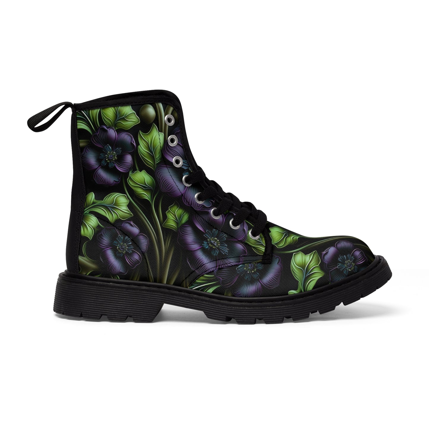 Gothic Bold & Beautiful flower floral Style 4 Men's Canvas Boots