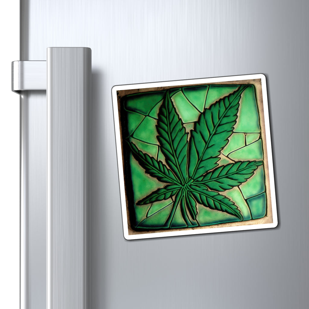 Large Beautiful Marijuana Leaf With Gorgeous Green Background Magnets