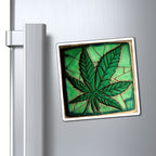 Large Beautiful Marijuana Leaf With Gorgeous Green Background Magnets