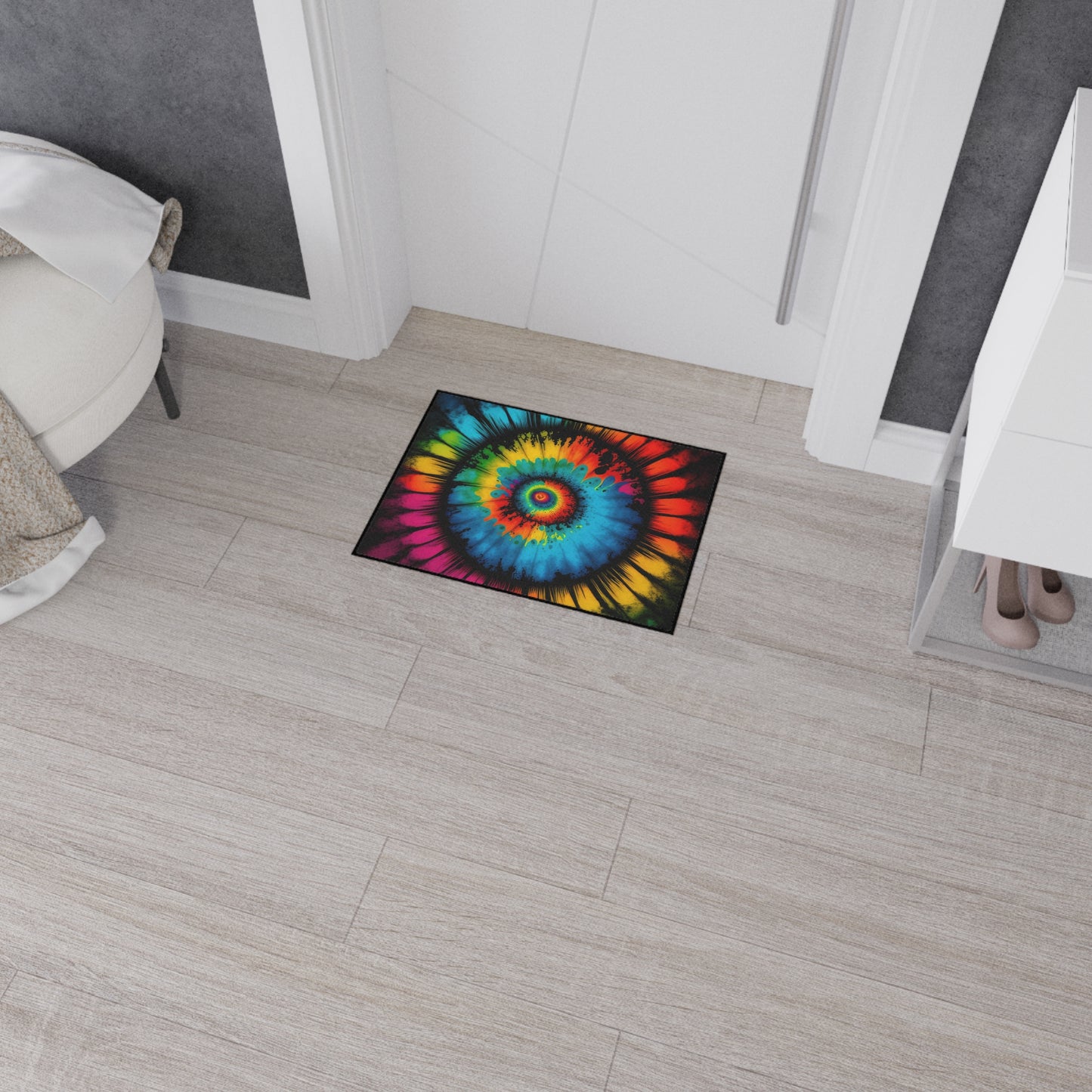 Bold And Beautiful Tie Dye Style Four Heavy Duty Floor Mat