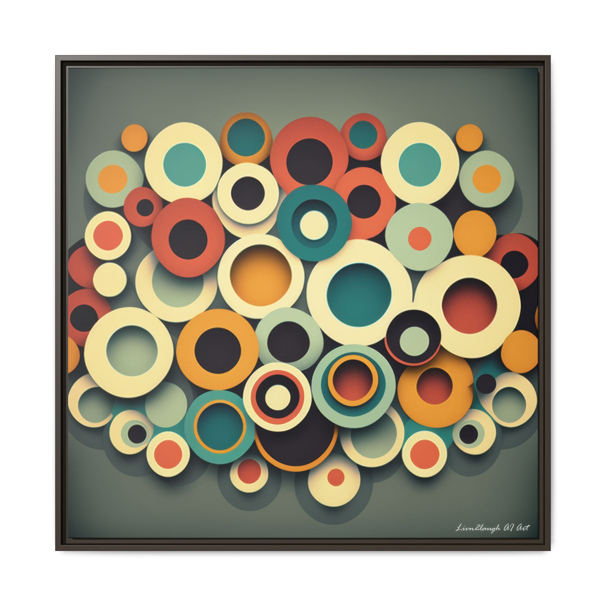 Gathered Circles, Matte Canvas, Framed (Multi-color)