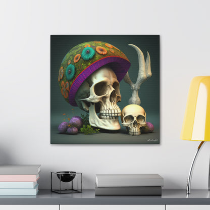 Skull With Colorful Beautifully Detailed Helmet Purple Green Orange Canvas Gallery Wraps