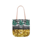 Gold And Zebra White And Black Marijuana Pot Weed Leaf 420 Weed Pot Marijuana Leaf Polyester Canvas Tote Bag (AOP)