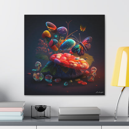 Beautiful Mushroom Luminating Colorful Bliss With Butterflies Canvas Gallery Wraps