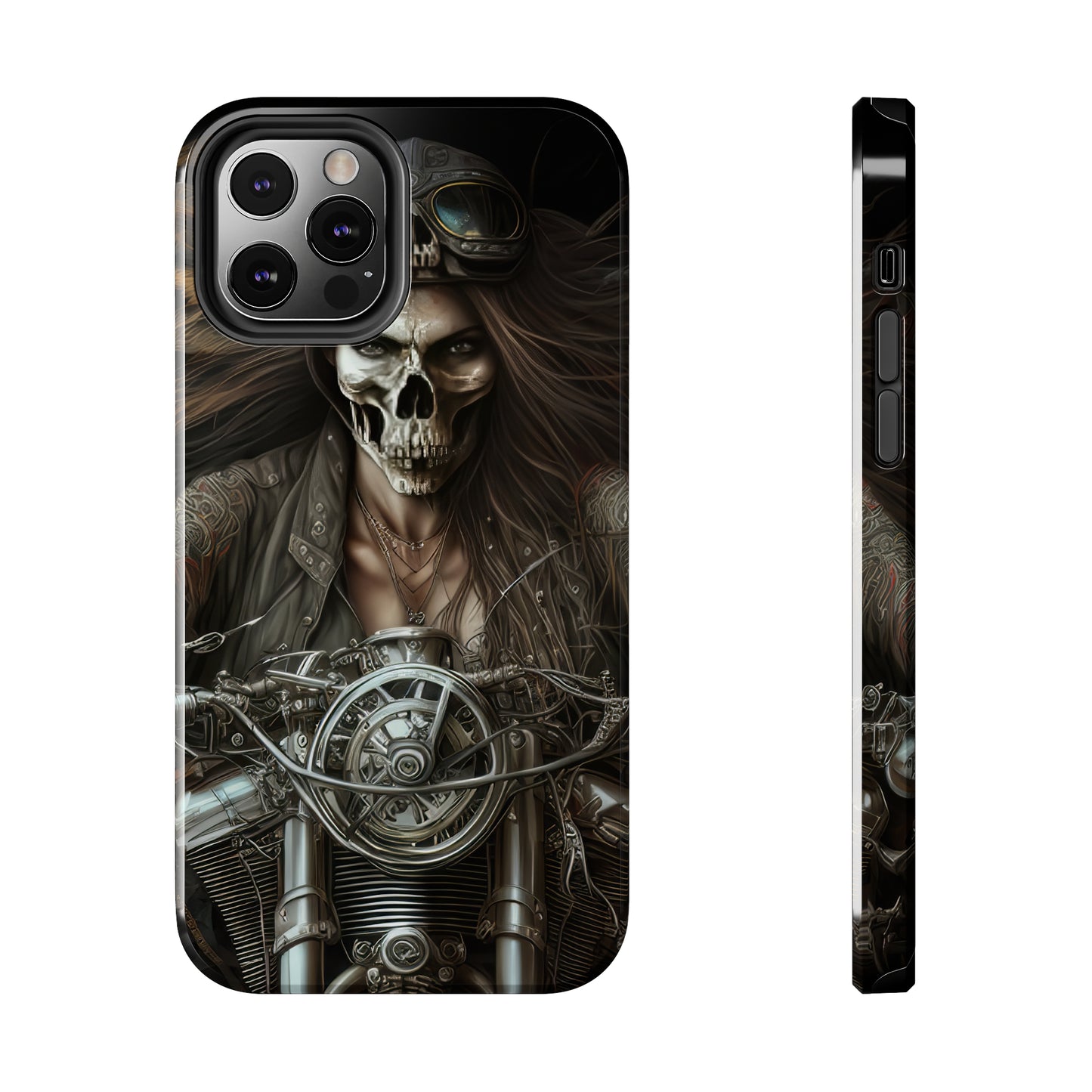 Skull Motorcycle Rider, Ready to Tear Up Road On Beautiful Bike 10 Tough Phone Cases