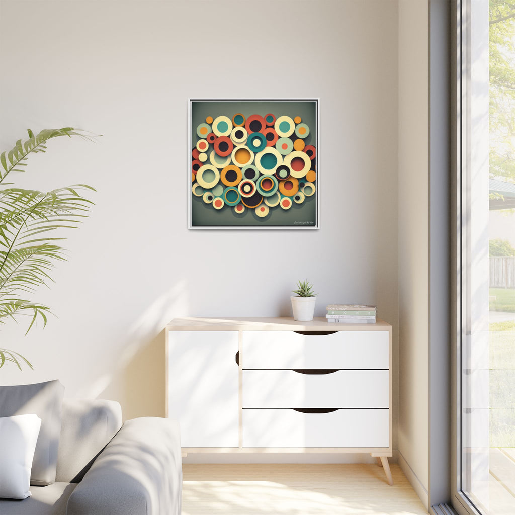 Gathered Circles, Matte Canvas, Framed (Multi-color)