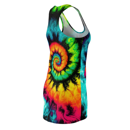 Bold And Beautiful Tie Dye Style Three Women's Cut & Sew Racerback Dress (AOP)