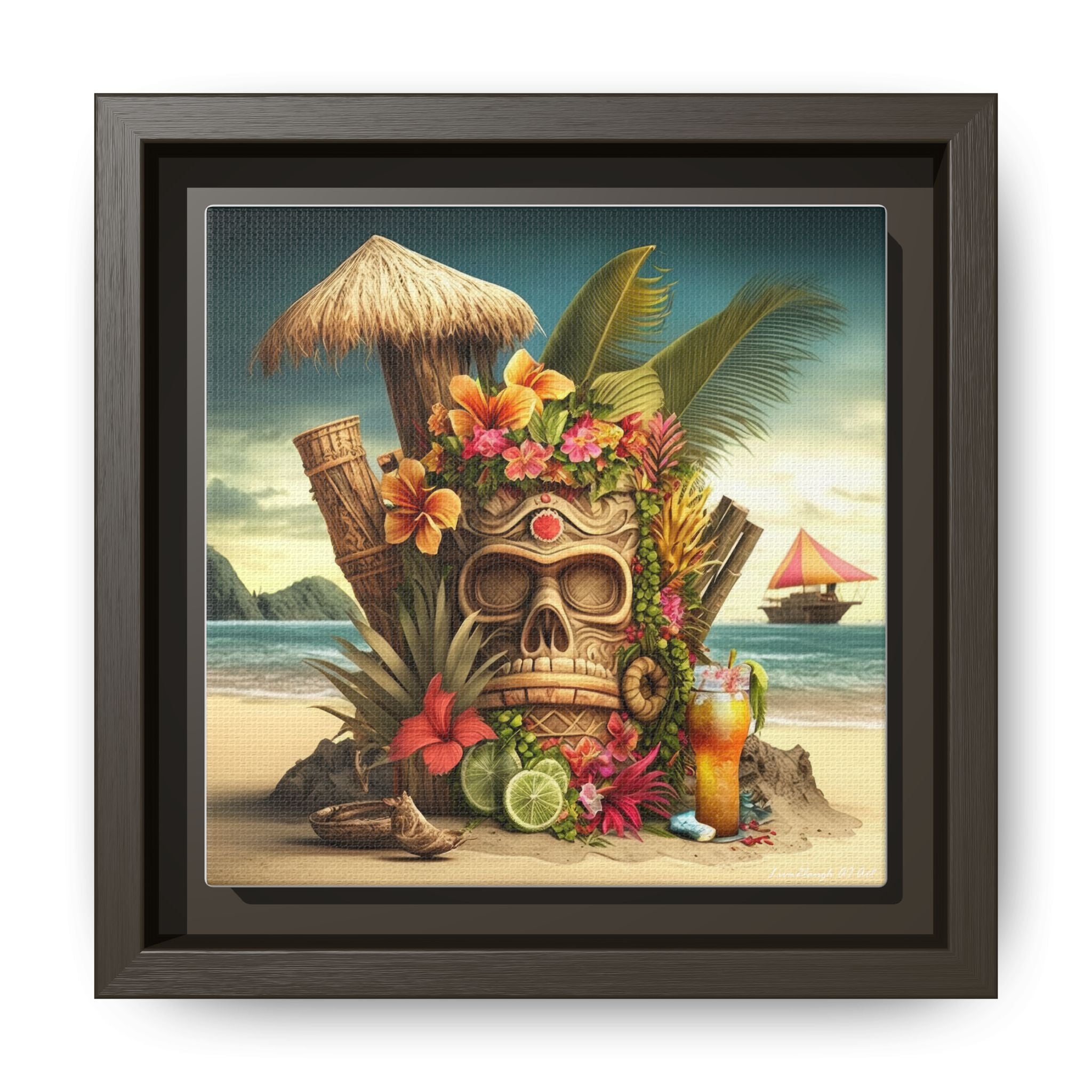 Tiki Dreams by the Shore, Art Print — Colorful Modern Wall Canvas