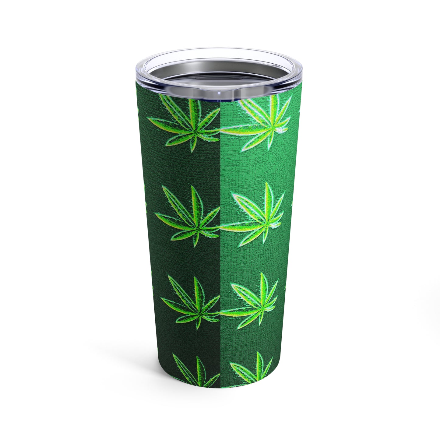 Green Marijuana Elegantly Designed Leaves With Textured Background 420 Weed Tumbler 20oz