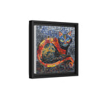 Mystic Shadows: The Enigmatic Cat, Framed Mosaic Cat Art Print — Colorful Modern Wall Canvas
