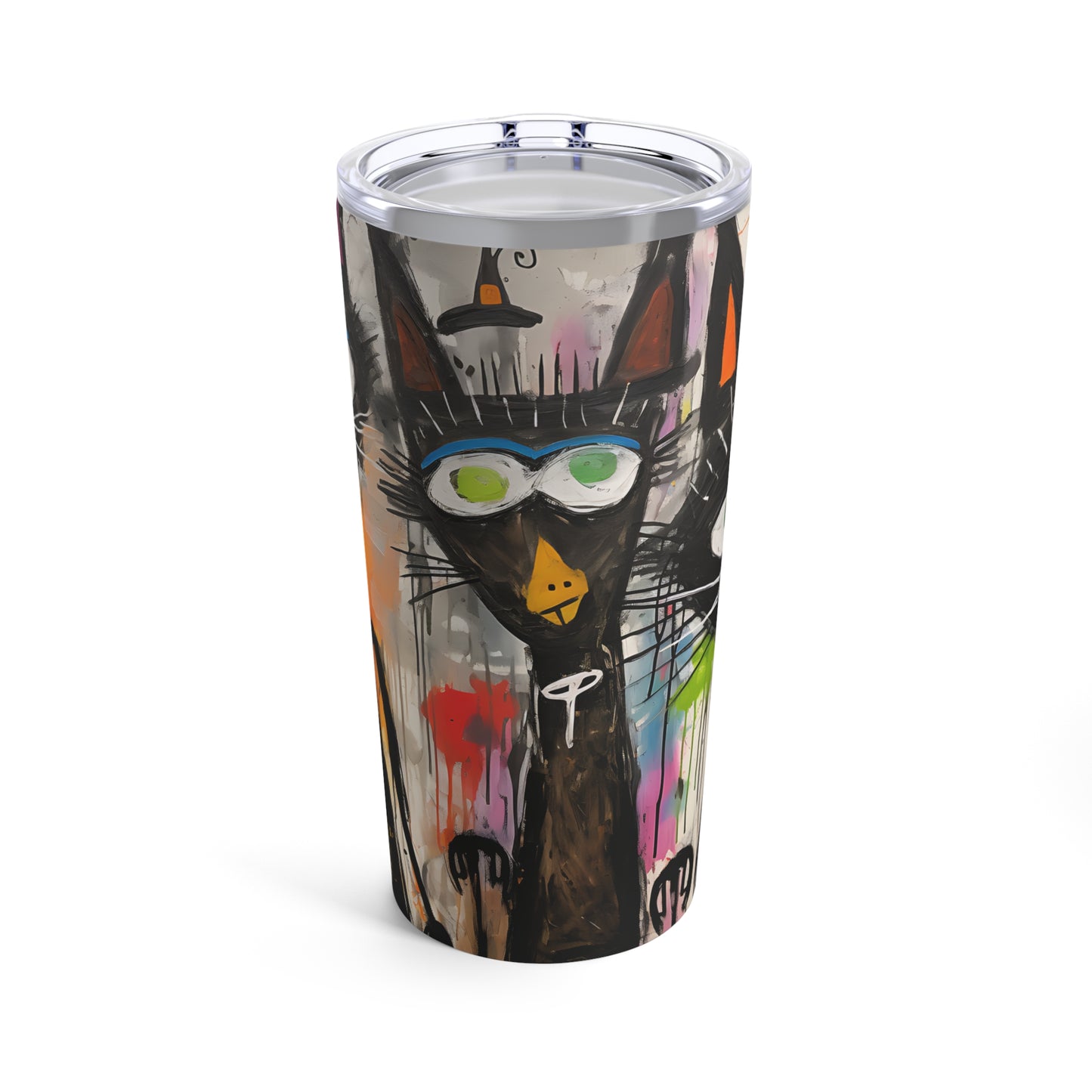 Doodle Abstract Black Cat By DaFlowerChild Tumbler 20oz