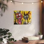 Abstract Multi Colored Cats With Yellow Background By DaFlowerChild Aluminum Composite Panels