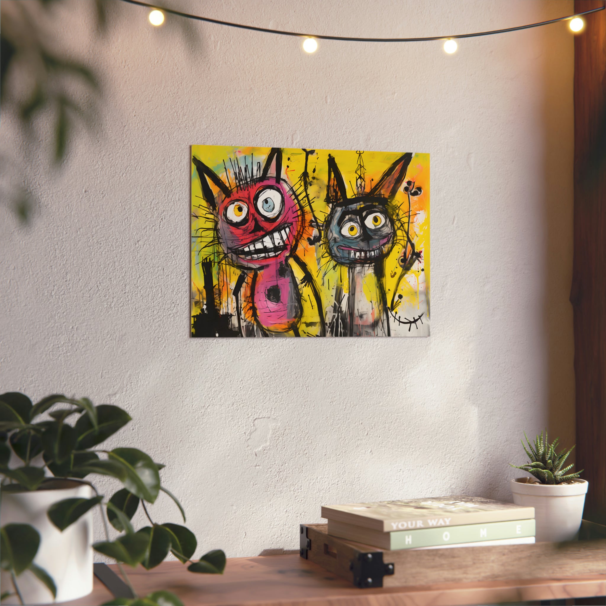 Abstract Multi Colored Cats With Yellow Background By DaFlowerChild Aluminum Composite Panels