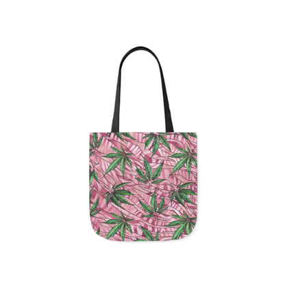 Beautifully Pink And Green Gorgeous Designed Marijuana 420 Weed Leaf Polyester Canvas Tote Bag (AOP)