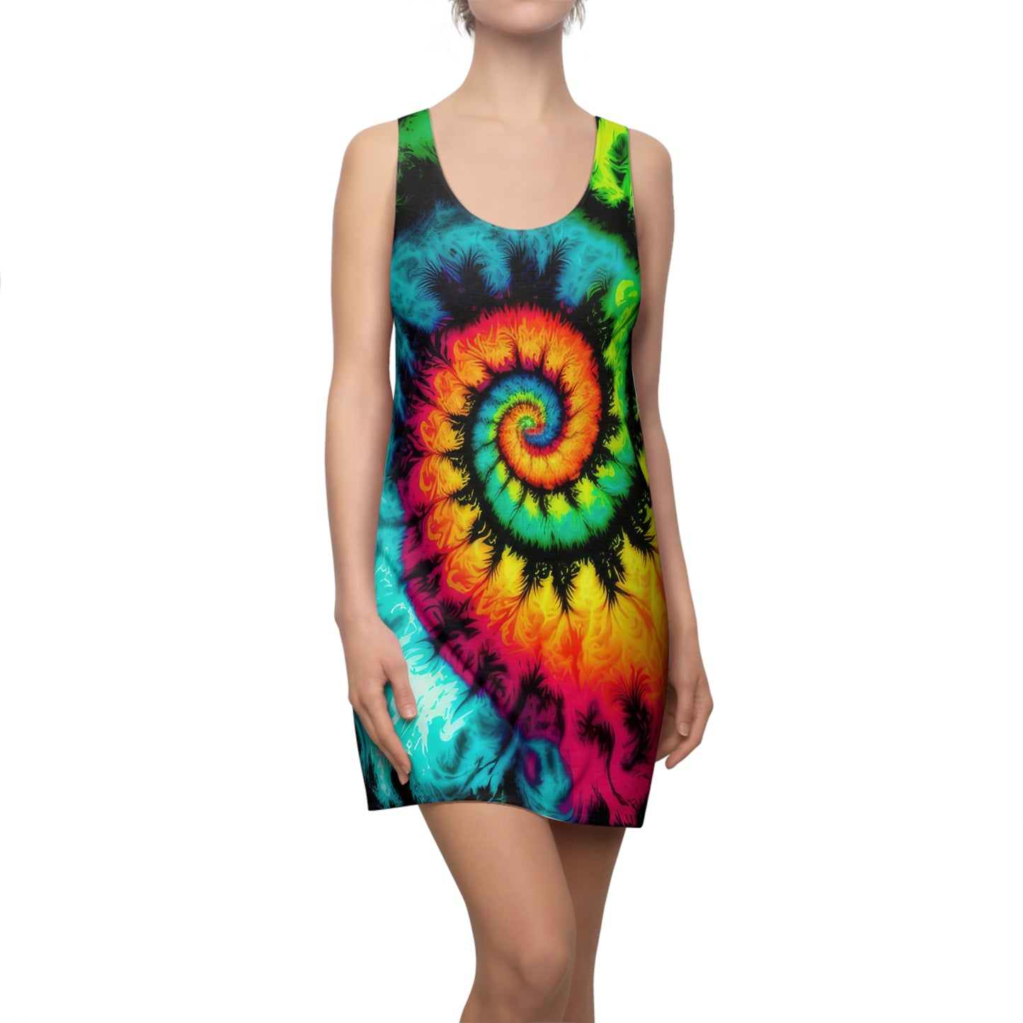 Bold And Beautiful Tie Dye Style Three Women's Cut & Sew Racerback Dress (AOP)