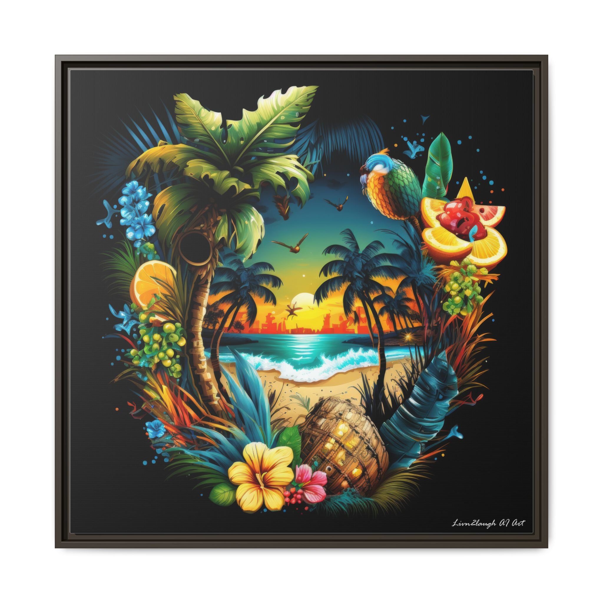 Island Rhythm at Dusk, Art Print — Colorful Modern Wall Canvas