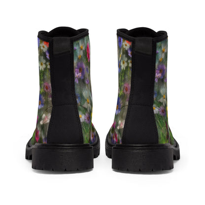 Bold & Beautiful & Metallic Wildflowers, Gorgeous floral Design, Style 2 Women's Canvas Boots