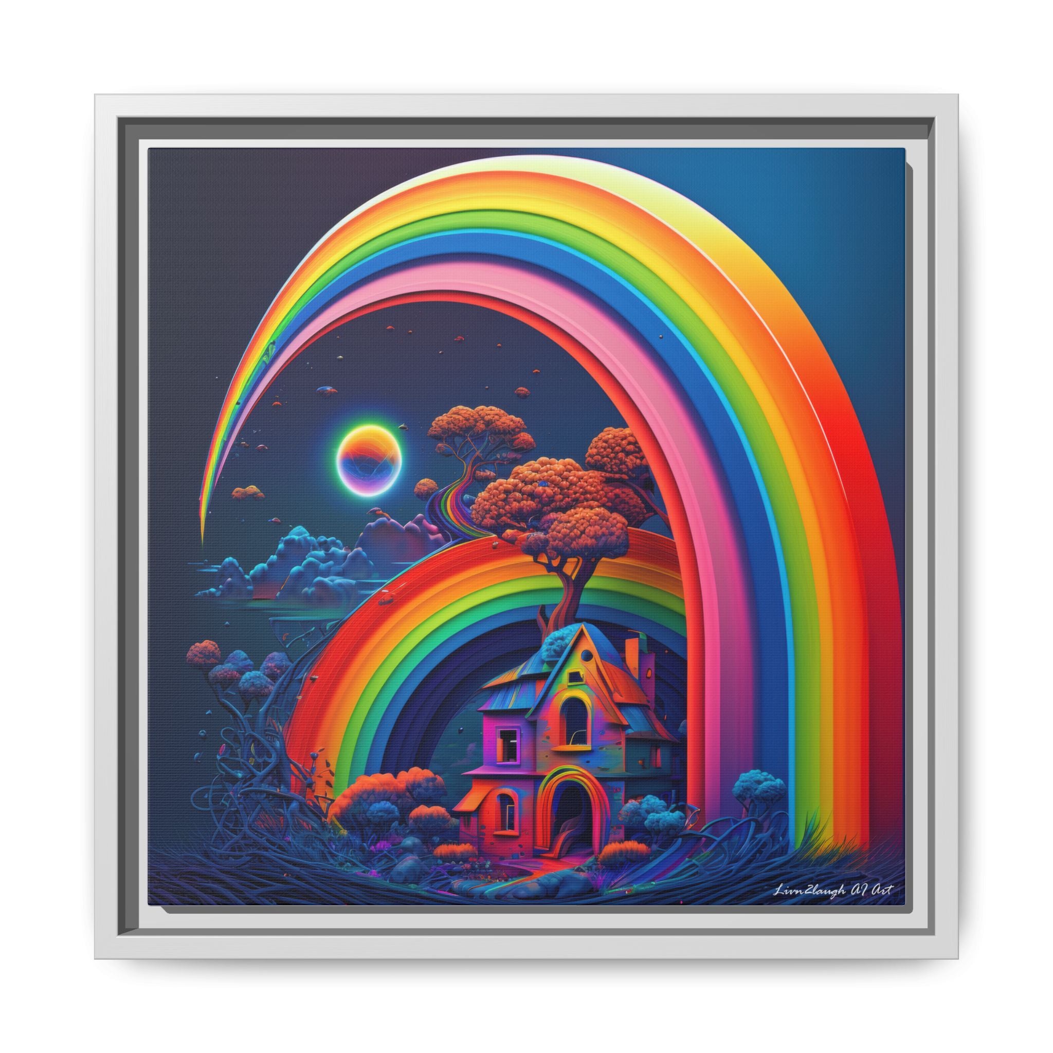 Home Beneath the Rainbow, Art Print — Colorful Modern Wall Canvas