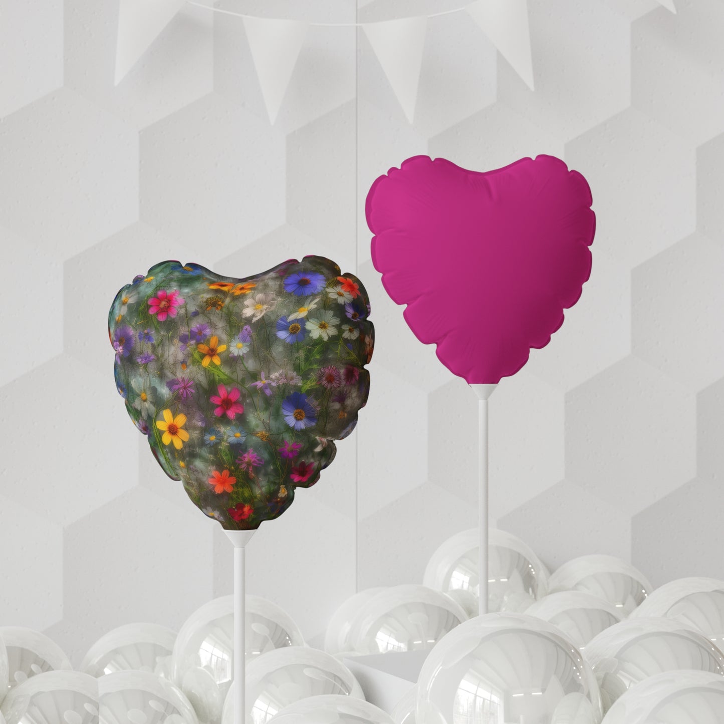 Bold & Beautiful & Metallic Wildflowers, Gorgeous floral Design, Style 2 A Balloon (Round and Heart-shaped), 11"