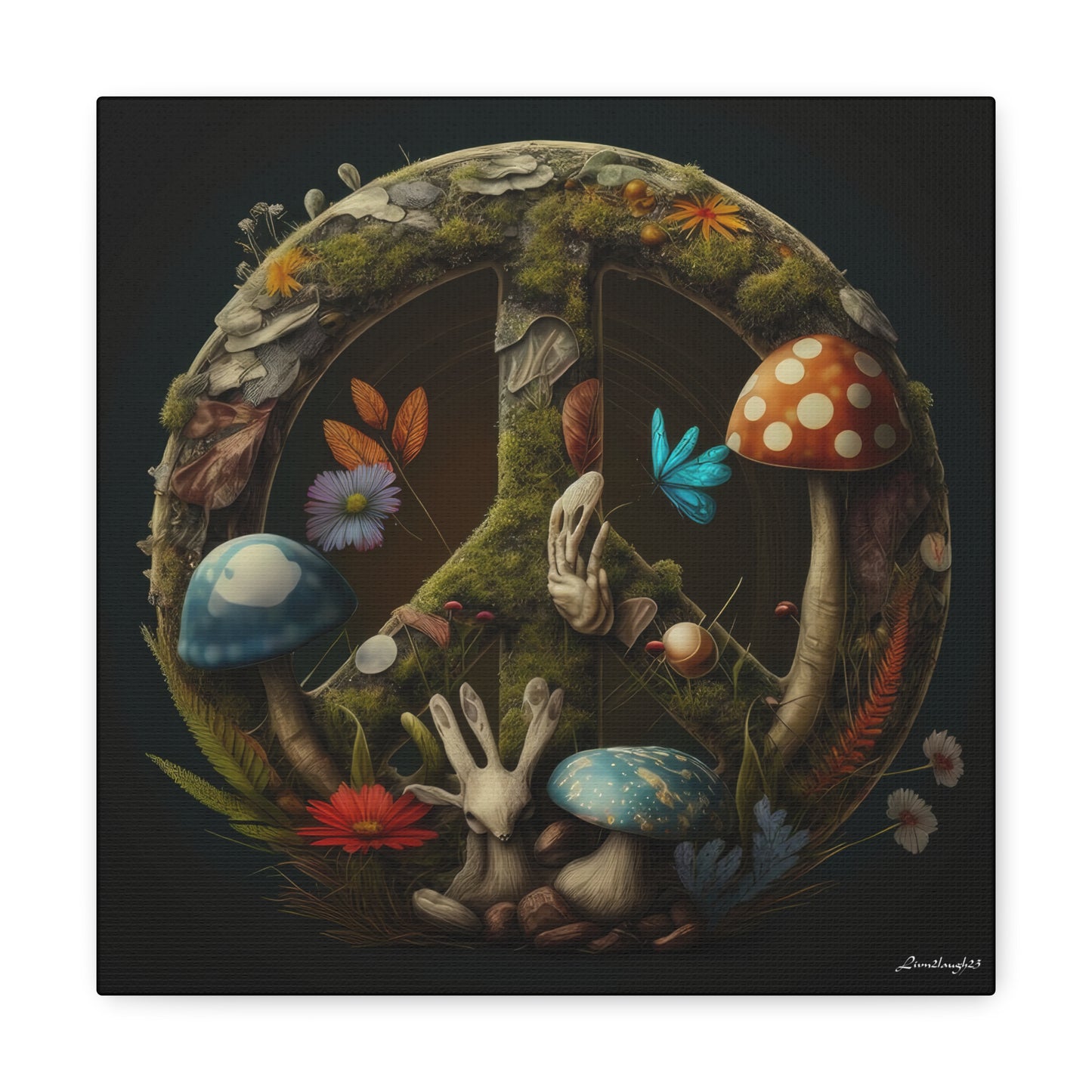 Beautiful Forest Round Peace Sign 5 Canvas Gallery Wraps