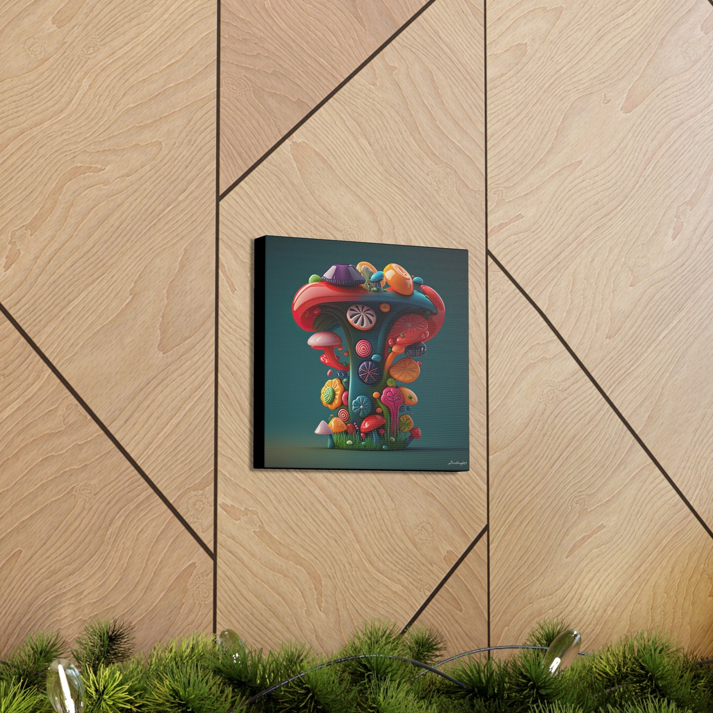 Beautiful Mushroom Luminating Colorful Bliss 9 Canvas Gallery Wraps