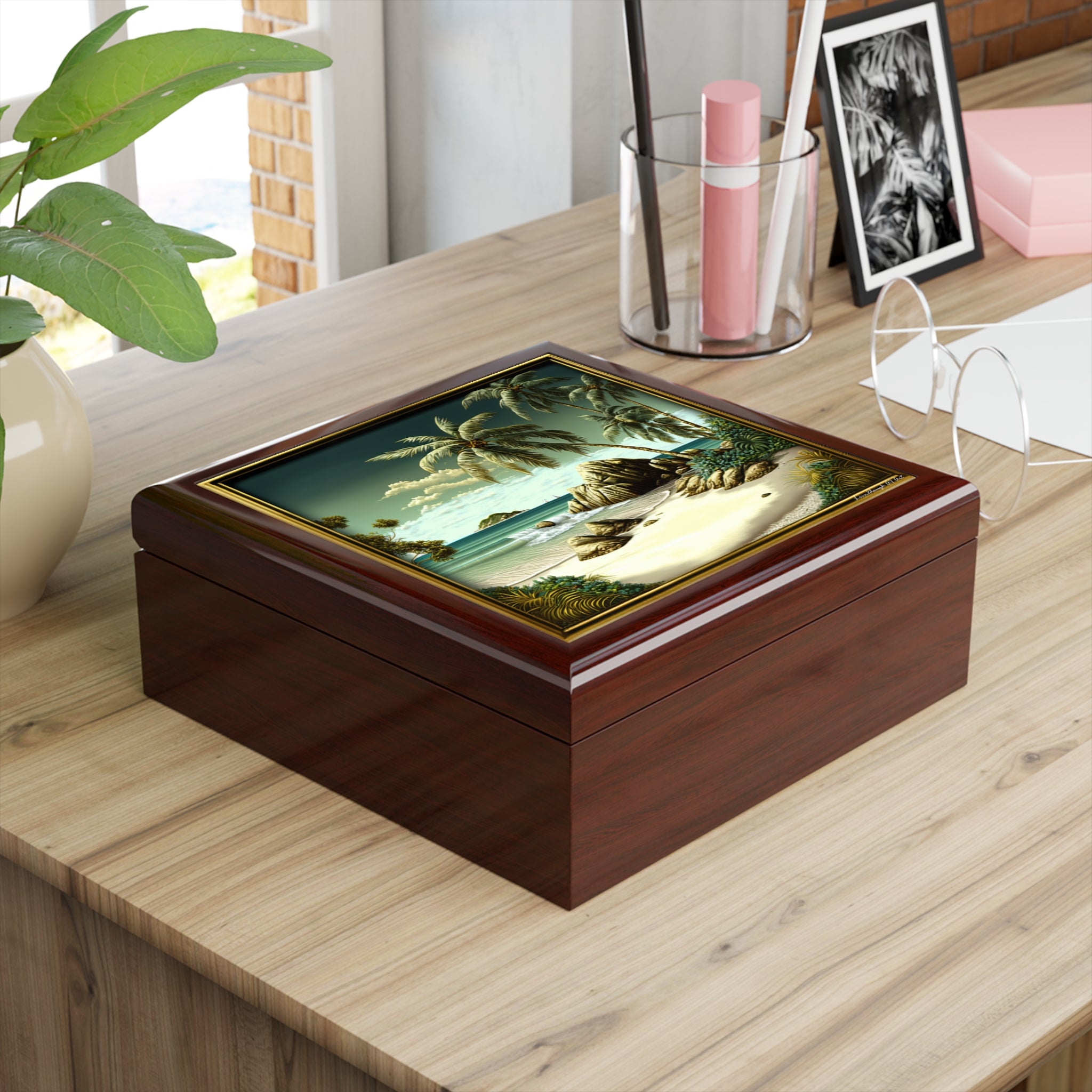 Quiet Palms, Golden Shore, Jewelry- Stash -Collection Box