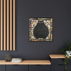 "Playful Black Cat Mosaic", Framed Mosaic Cat Art Print — Colorful Modern Wall Canvas
