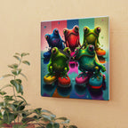 Colorful Group Of Frogs On Skates Wall Clock
