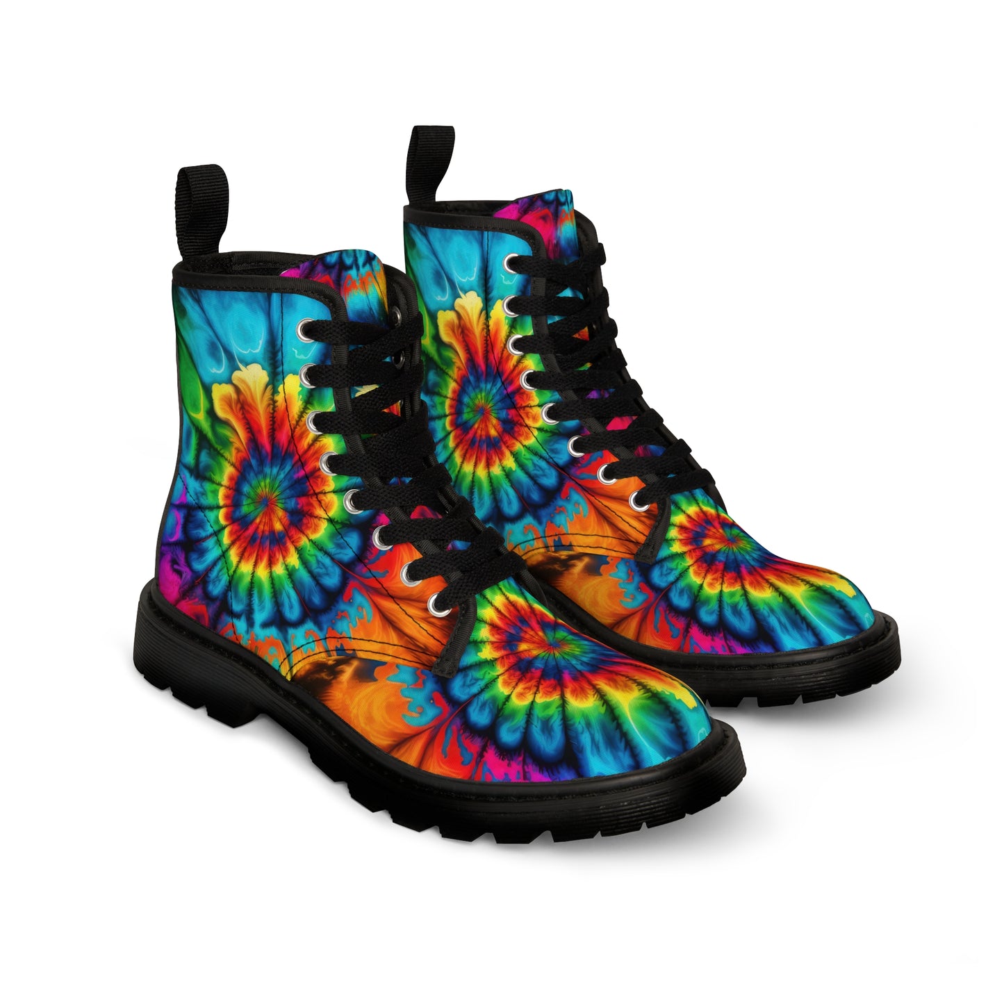 Bold And Beautiful Tie Dye Style Two Men's Canvas Boots