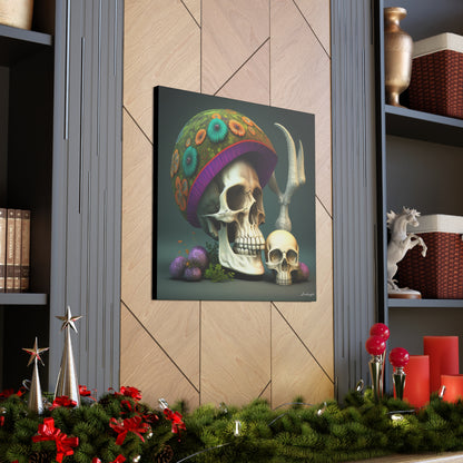 Skull With Colorful Beautifully Detailed Helmet Purple Green Orange Canvas Gallery Wraps