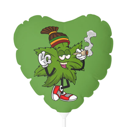 Marijuana Reggae Pot Leaf Man Smoking A Joint With Red Sneakers Style One, Green Balloon (Round and Heart-shaped), 11"
