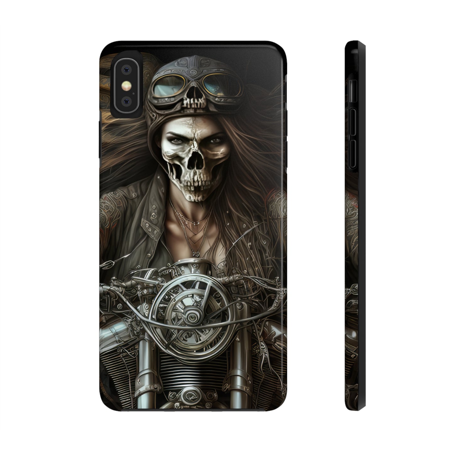 Skull Motorcycle Rider, Ready to Tear Up Road On Beautiful Bike 10 Tough Phone Cases