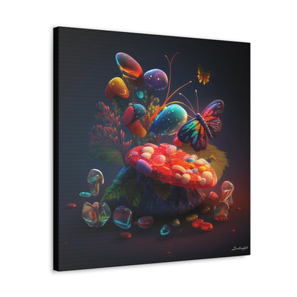 Beautiful Mushroom Luminating Colorful Bliss With Butterflies Canvas Gallery Wraps