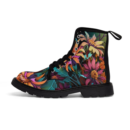 Bold And Beautiful Colorful Flowers Style Three Women's Canvas Boots