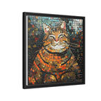 Mosaic Majesty: The Regal Cat, Framed Mosaic Cat Art Print — Colorful Modern Wall Canvas