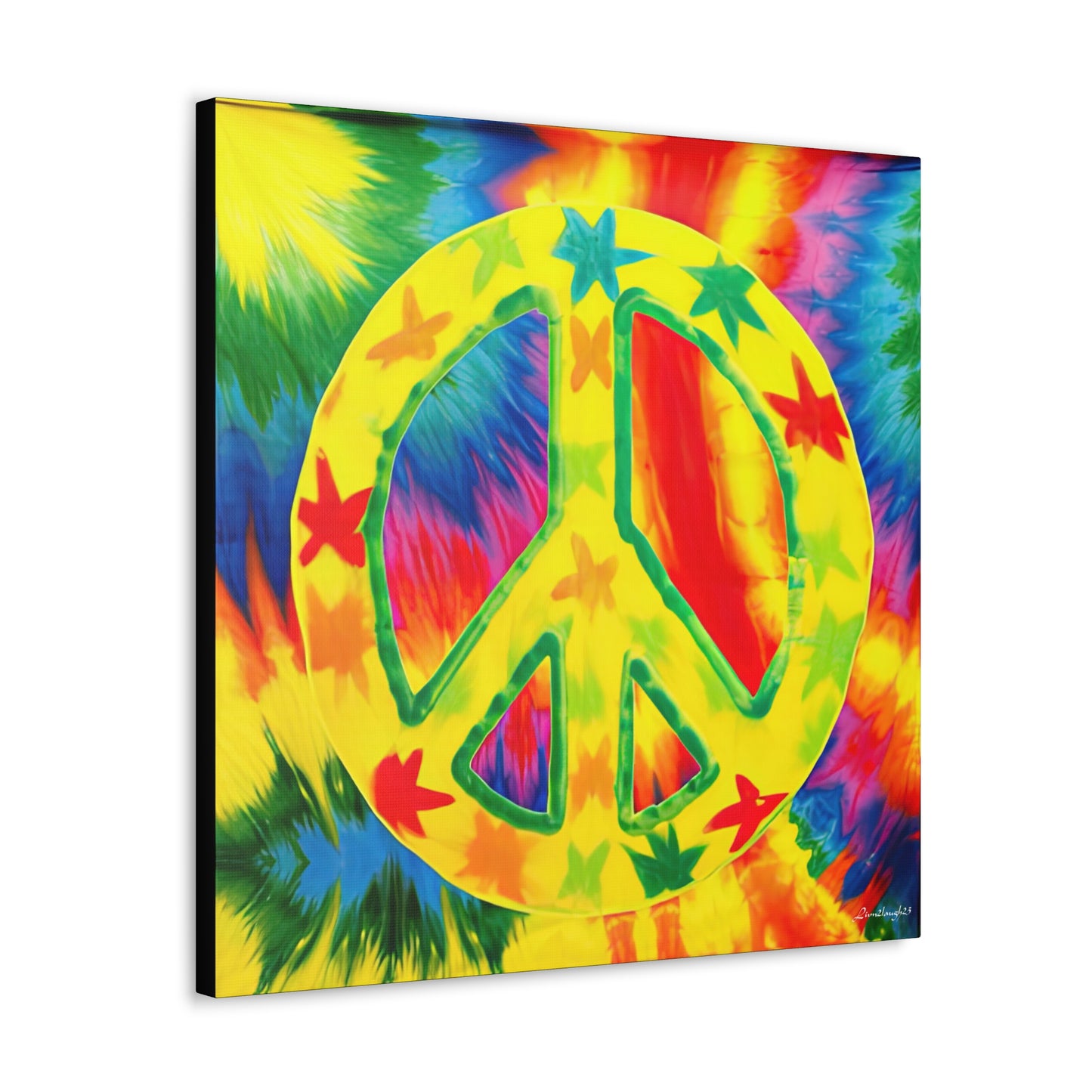 Coolio Tie Dye Hippie Peace Sign And Stars 8 Canvas Gallery Wraps