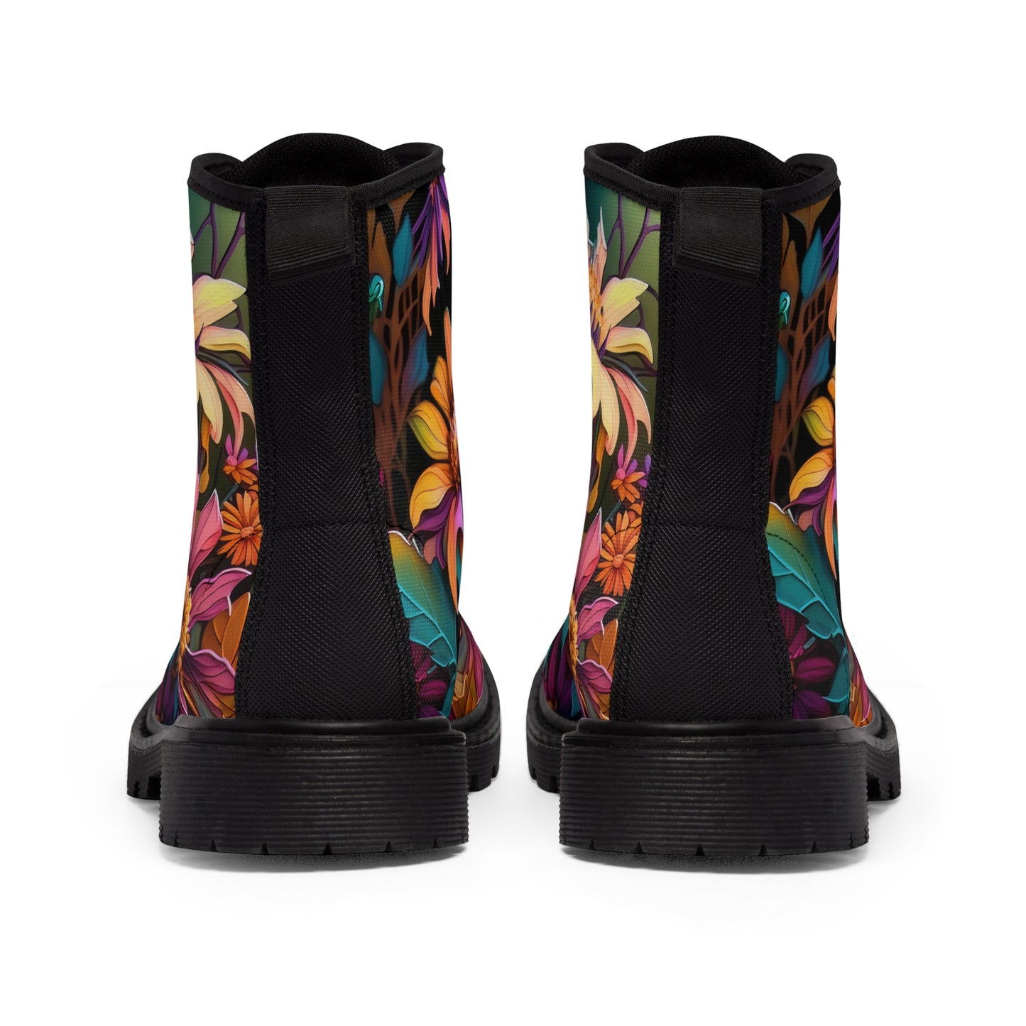 Bold And Beautiful Colorful Flowers Style Three Women's Canvas Boots