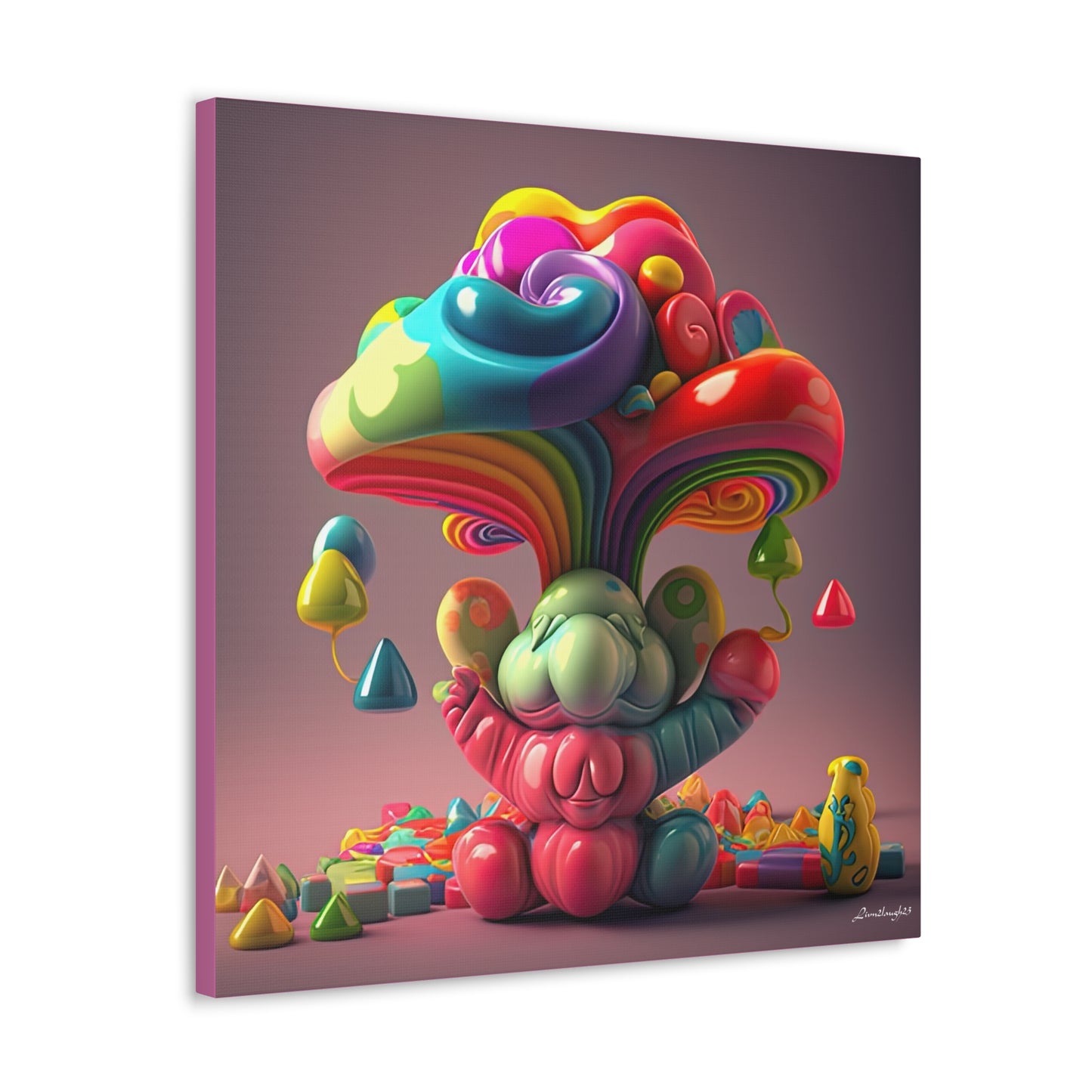 Gummy-Candy Style Mushroom Fun Bliss Cute Animal Canvas Gallery Wraps