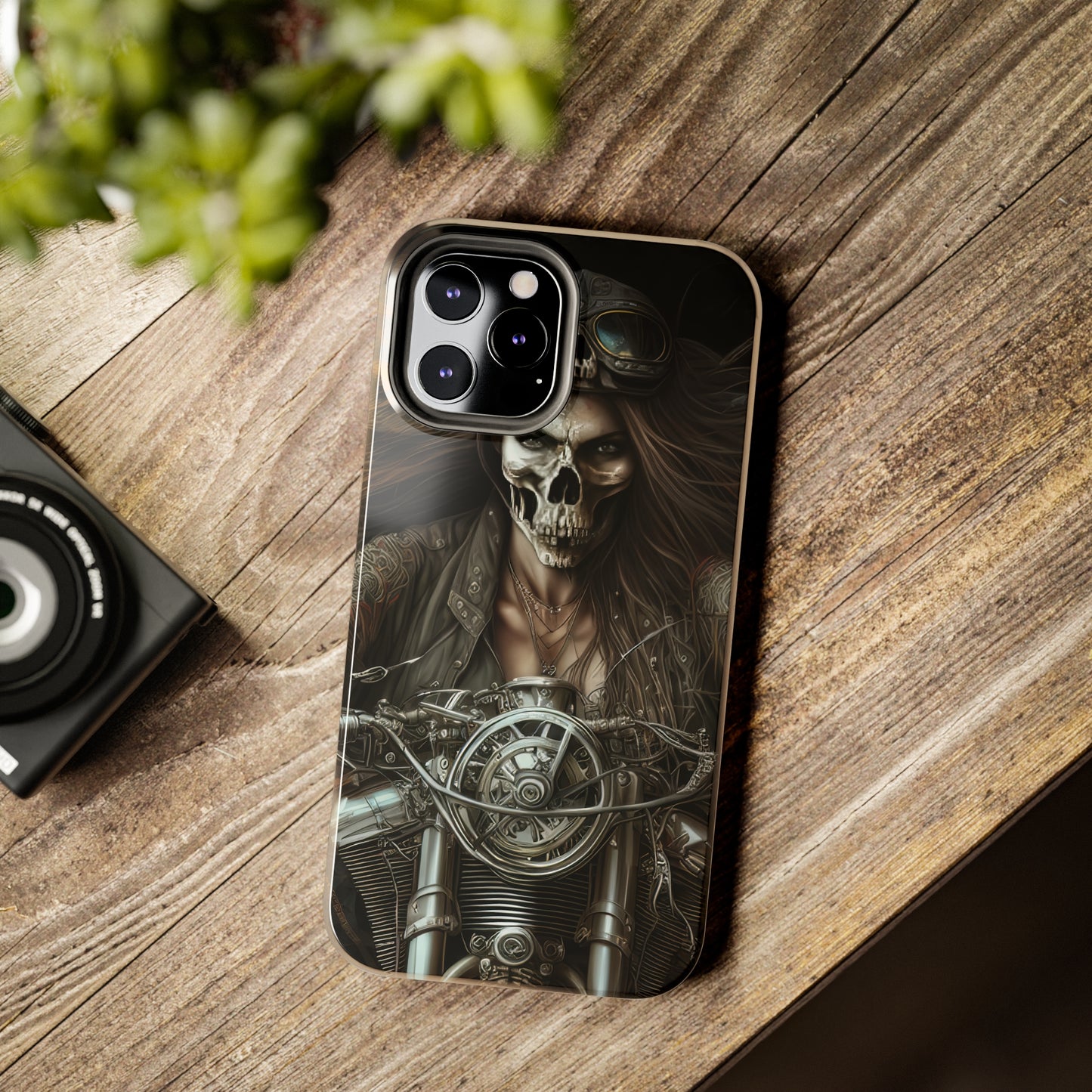 Skull Motorcycle Rider, Ready to Tear Up Road On Beautiful Bike 10 Tough Phone Cases