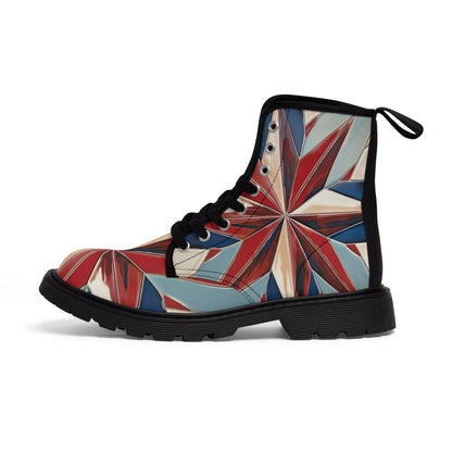 Beautiful Stars Abstract Star Style Red, White, And Blue Women's Canvas Boots