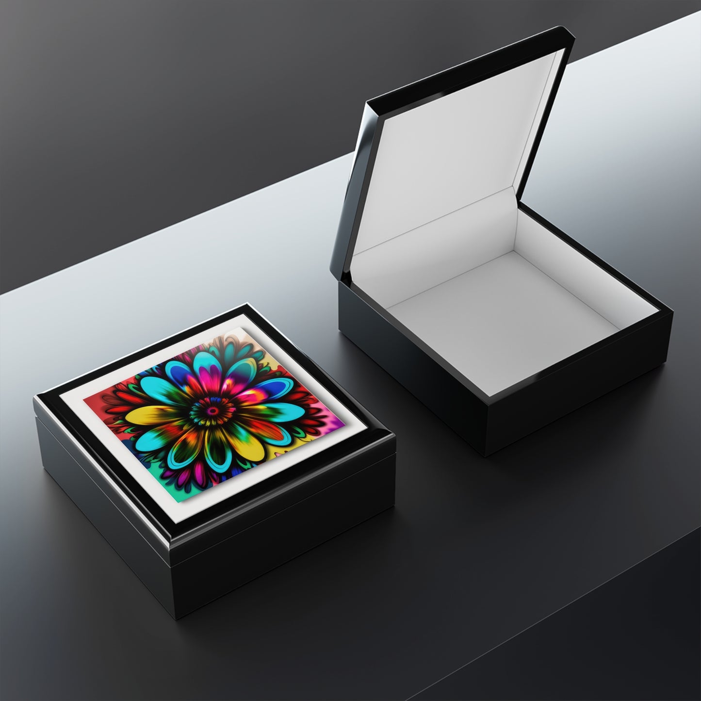 Tie Dye Gorgeous Colorful Flower Jewelry Box Jewelry Box