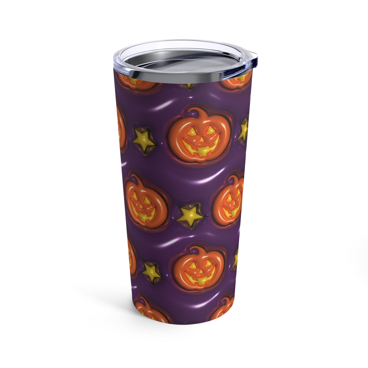 Orange Pumpkins Yellow Stars And Purple Background 3-D Puffy Halloween by  Mulew Art Tumbler 20oz