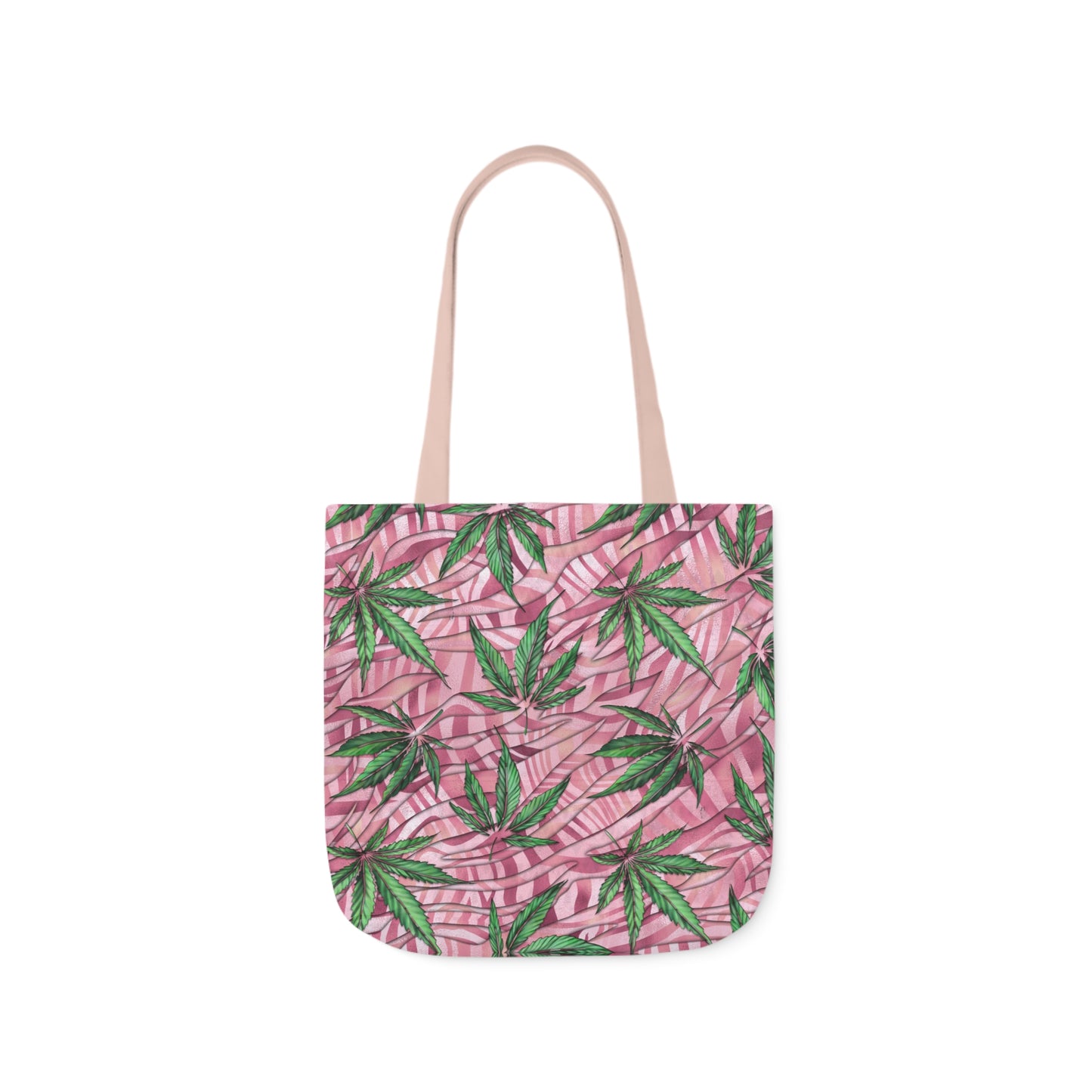 Beautifully Pink And Green Gorgeous Designed Marijuana 420 Weed Leaf Polyester Canvas Tote Bag (AOP)