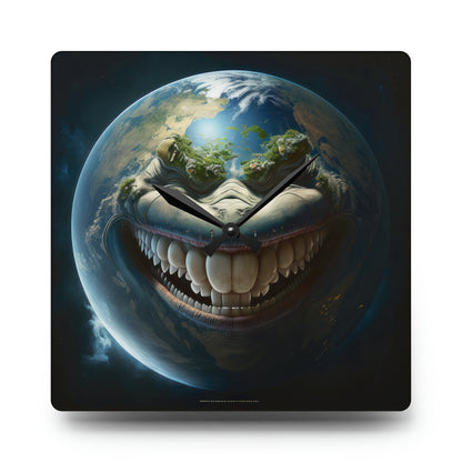 Toothy Sarcastic Looking Earth Smiling Wall Clock