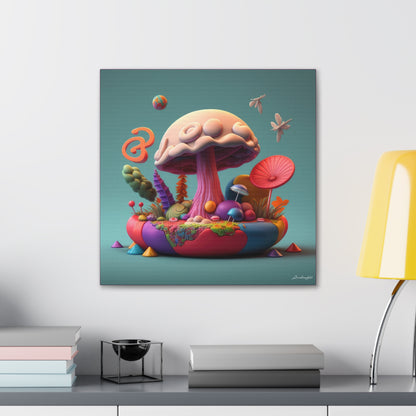 Gummy-Candy Style Mushroom Fun Bliss Cute Flowers Canvas Gallery Wraps