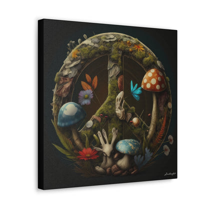 Beautiful Forest Round Peace Sign 5 Canvas Gallery Wraps