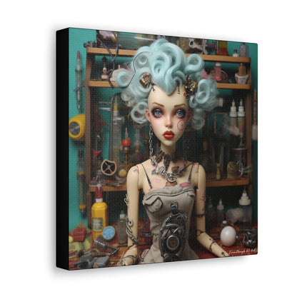 Love My Gismos Blue Hair Black Background, Canvas Gallery Wraps