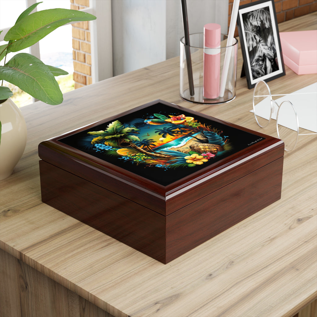 Island Rhythm at Dusk, Jewelry- Stash- Collection Box