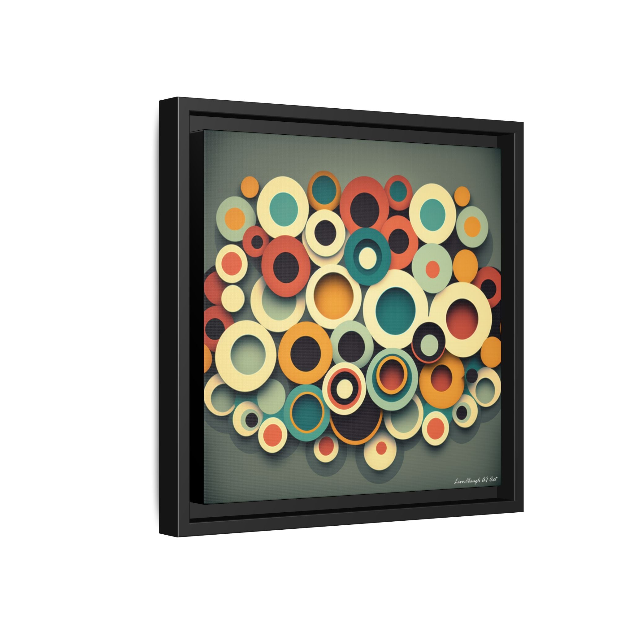 Gathered Circles, Matte Canvas, Framed (Multi-color)